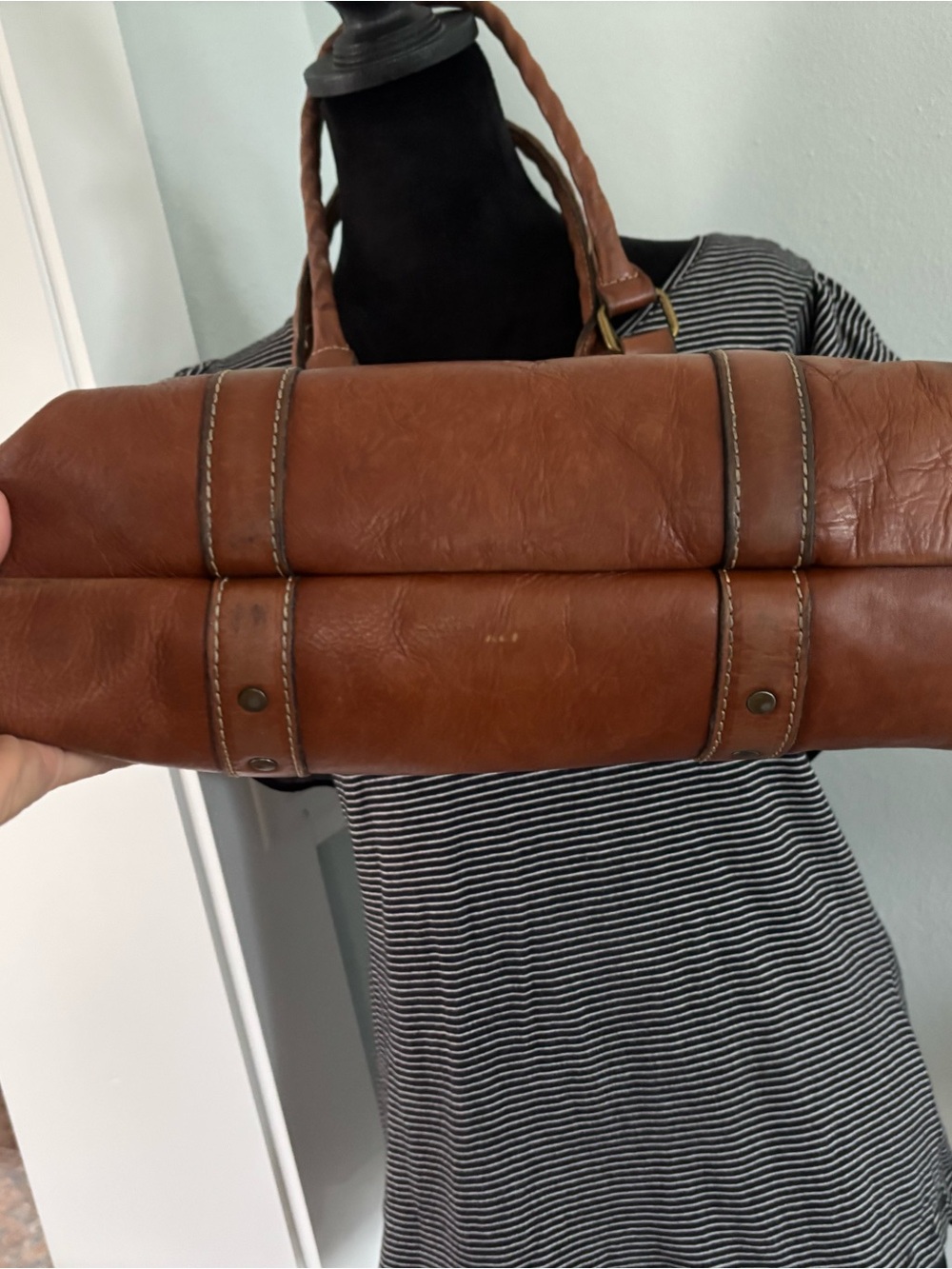 Patricia Nash Carducci Cognac Brown Studded Leather Tote - Picture 8 of 13